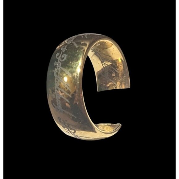 Whimsical Fantasy Lord Of The Rings Heavy Gold Tone Engraved One Ring Size 6 - Picture 14 of 14
